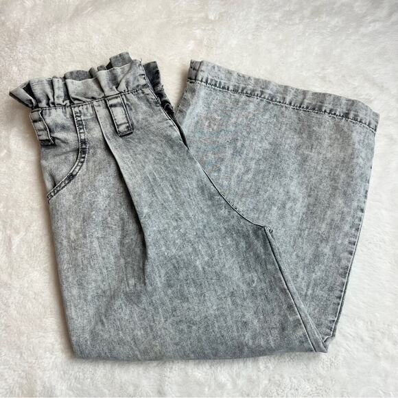 ONE X ONETEASPOON Black White Wash Wide Leg Crop Size 24 (316) - Picture 3 of 7